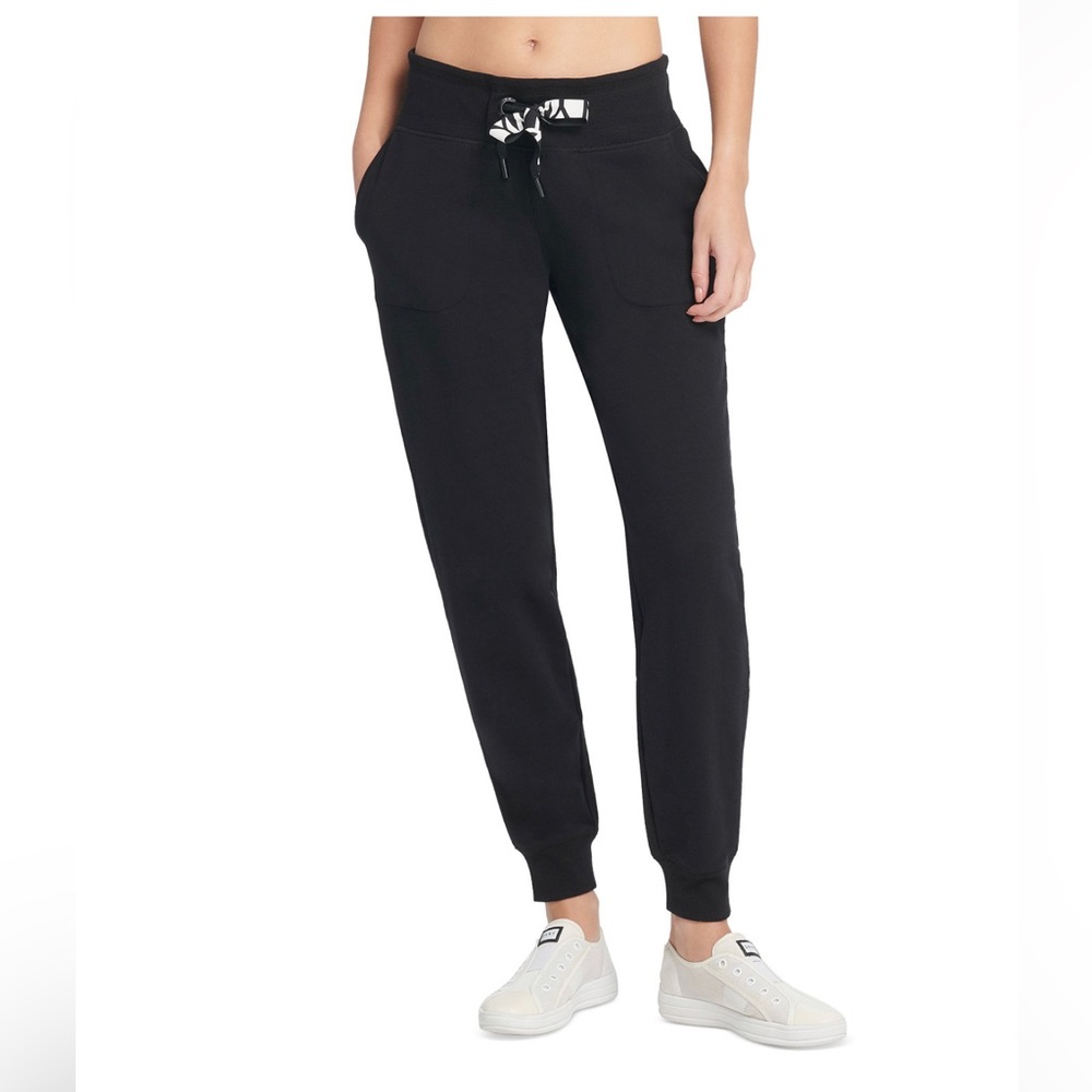 DKNY Sweatpants Womens XS Black Logo Drawstring  Joggers Excellent Condition!